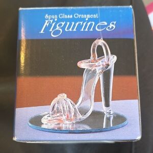 Spun Glass Clear High Heel Figurine Ornament - Women Shoes